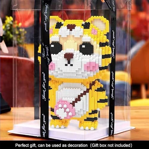 JQARCH Micro Tiger Building Blocks Set – 2000-Piece Pixel Art Model, 4x8x12 Inches, Compatible with Lego, STEM Gift for Ages 8+