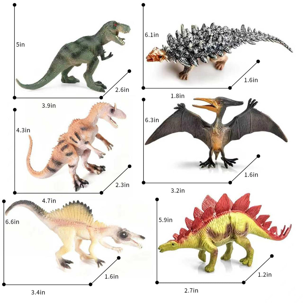 JR PARK Dinosaur Transport Truck Playset with 6 Realistic Figures – T-Rex, Pterodactyl, Velociraptor, Stegosaurus for Kids Ages 3-7