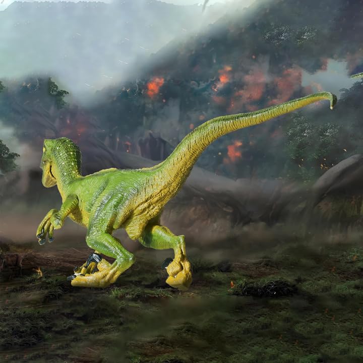 JR PARK Large Velociraptor Figure - 15.6 Inch Realistic Dinosaur Toy with Movable Jaw for Collectors and Kids