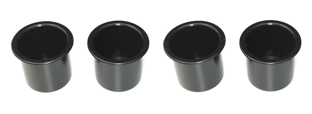 JSP Manufacturing 4-Pack Black Plastic Drop-In Cup Holders for Poker Tables, Boats, RVs