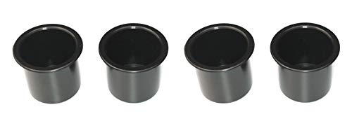 JSP Manufacturing 4-Pack Black Plastic Drop-In Cup Holders for Poker Tables, Boats, RVs