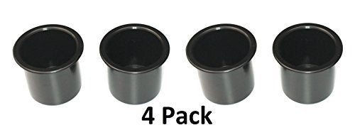 JSP Manufacturing 4-Pack Black Plastic Drop-In Cup Holders for Poker Tables, Boats, RVs