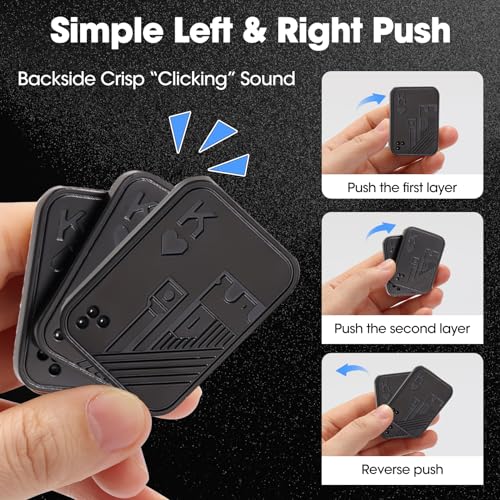 JUDIXY King Fidget Slider Metal Poker Push Card - Stress Relief ADHD Toy for Adults (Black K)