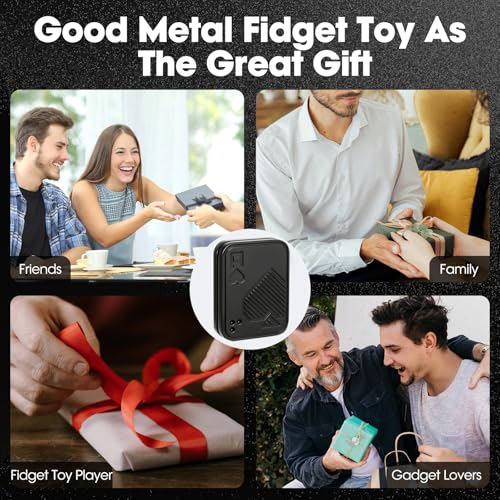 JUDIXY Metal Poker Push Card Fidget Slider – Stainless Steel Magnetic Stress Relief Toy for Adults (Black A)