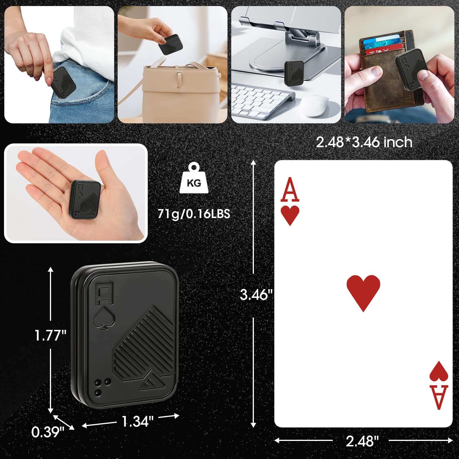 JUDIXY Metal Poker Push Card Fidget Slider – Stainless Steel Magnetic Stress Relief Toy for Adults (Black A)