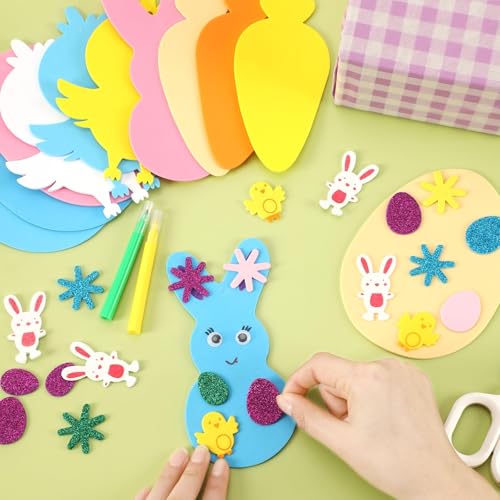 JULBEAR 260-Piece Easter Foam Craft Kit – DIY Foam Stickers, Pens, and Cardboard for Kids