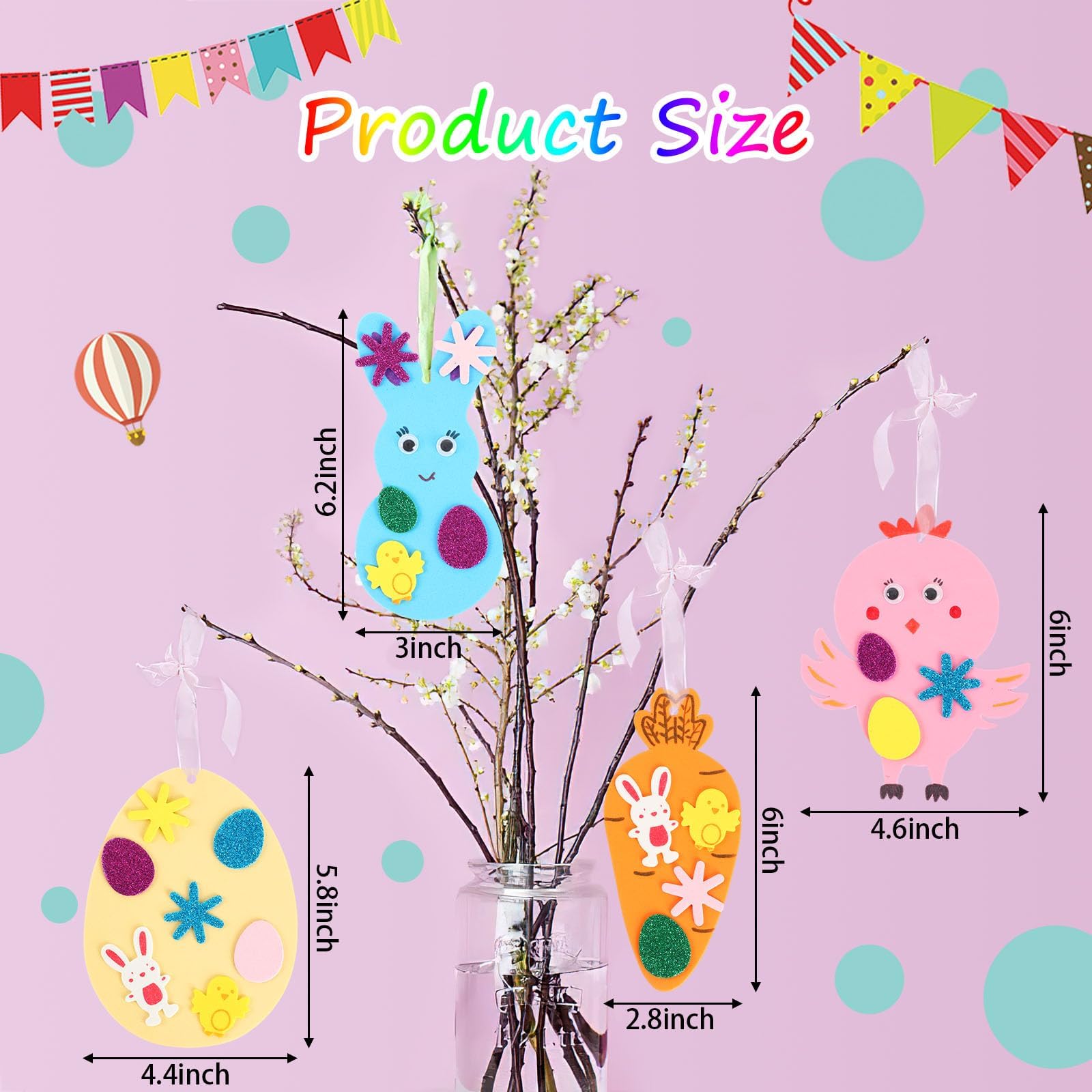 JULBEAR 260-Piece Easter Foam Craft Kit – DIY Foam Stickers, Pens, and Cardboard for Kids