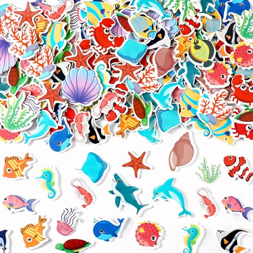 JULBEAR 300 Ocean Sea Animal Foam Stickers – Bulk EVA Self-Adhesive for Crafts & Party Favors