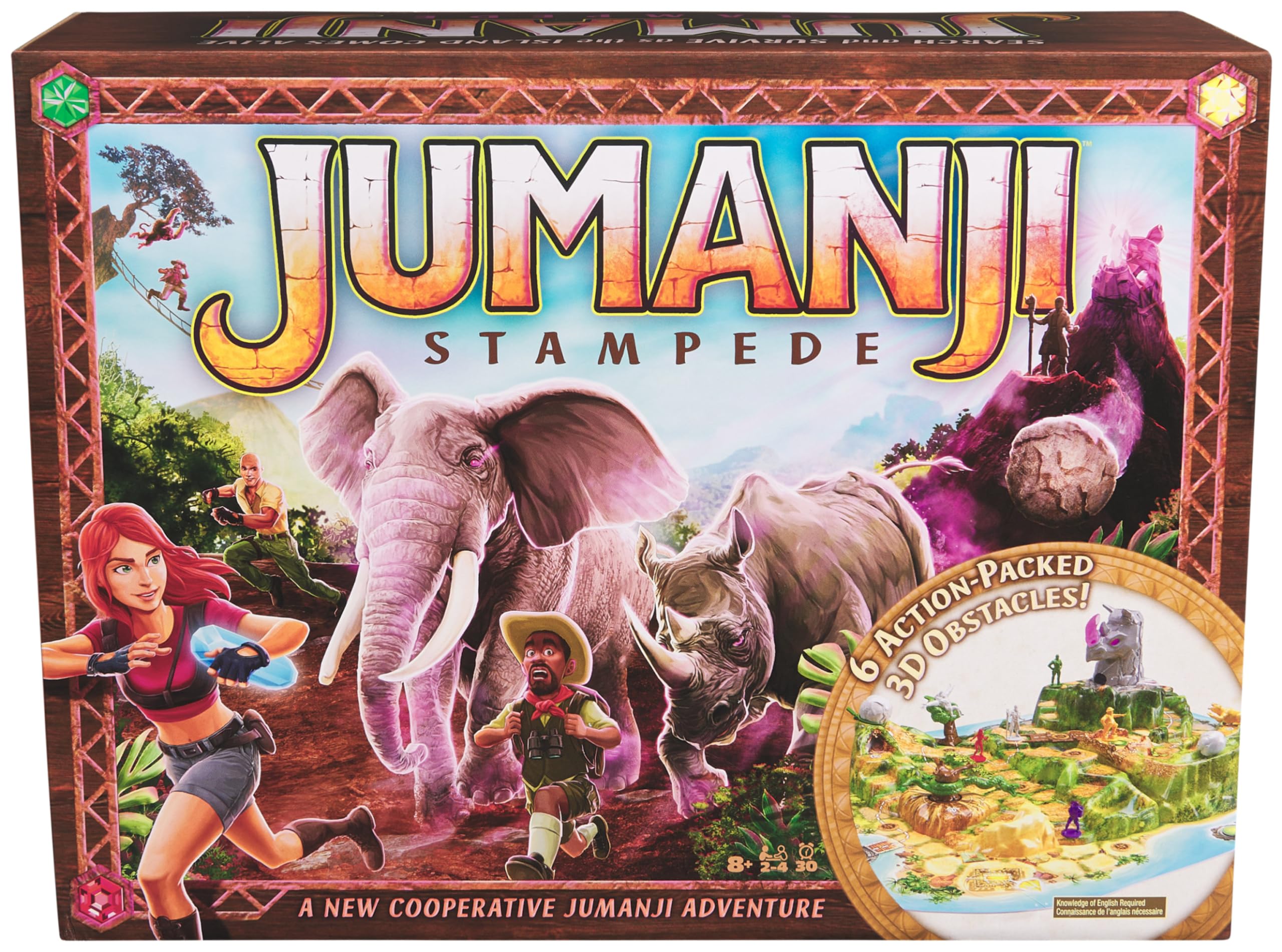 Jumanji Stampede Cooperative Board Game – 3D Adventure for 2-4 Players Ages 8+