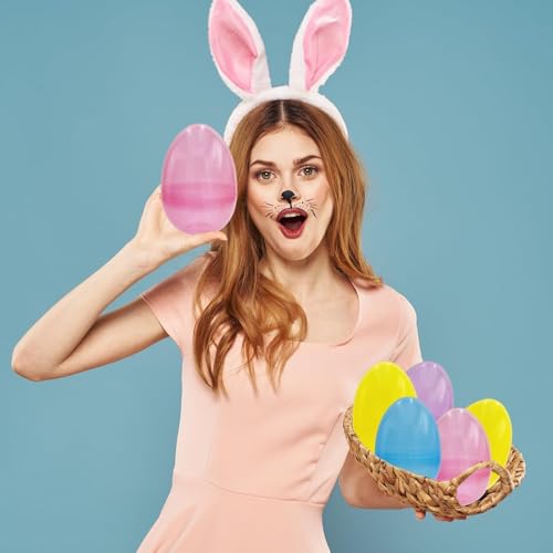 Jumbo 6-Inch Fillable Easter Eggs - 6-Pack Translucent Plastic Eggs That Stand Upright for Egg Hunts & Decor