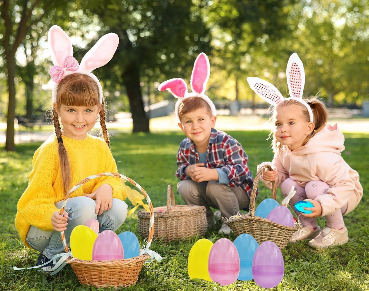 Jumbo 6-Inch Fillable Easter Eggs - 6-Pack Translucent Plastic Eggs That Stand Upright for Egg Hunts & Decor
