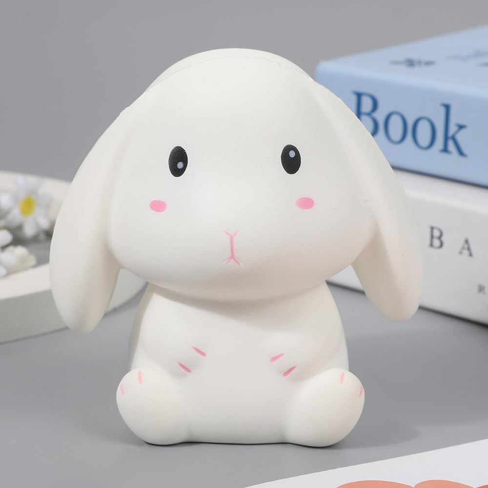 Jumbo White Bunny Squishy Toy – Slow Rising Stress Relief Rabbit by lulucross