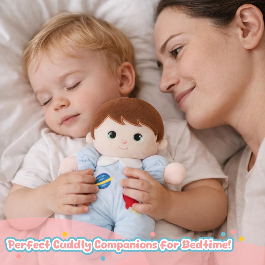 Jumbrace 10" Ocean Blue Soft Rag Doll for 1 Year Old Boy – Safe, Cuddly First Friend