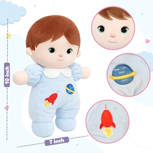 Jumbrace 10" Ocean Blue Soft Rag Doll for 1 Year Old Boy – Safe, Cuddly First Friend