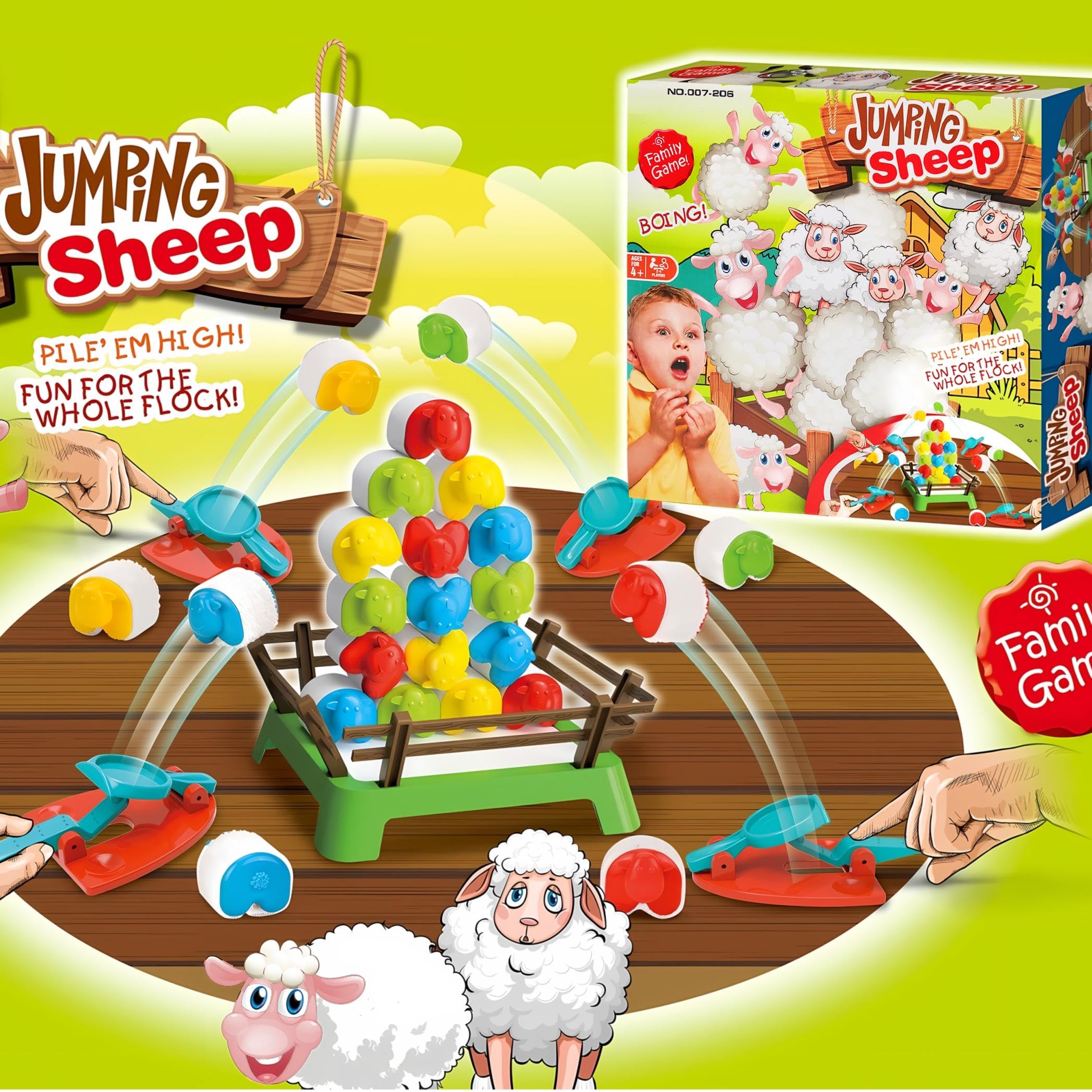 Jumping Sheep Board Game – Catapulting Sheep Launching Game for Kids (2-4 Players)