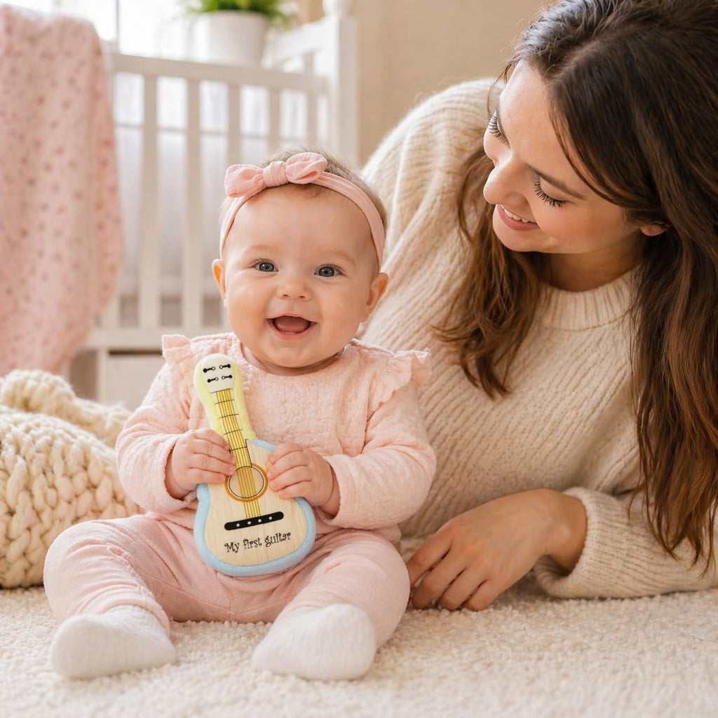 June Garden 7" Plush Guitar Toy for Infants – Soft, Musical, Machine-Washable