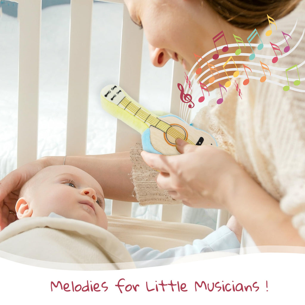 June Garden 7" Plush Guitar Toy for Infants – Soft, Musical, Machine-Washable