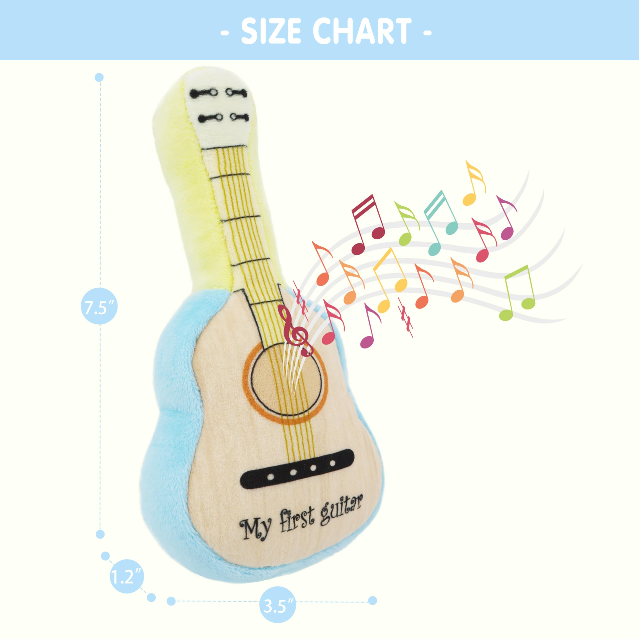 June Garden 7" Plush Guitar Toy for Infants – Soft, Musical, Machine-Washable