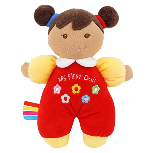 June Garden 9" My First Doll Ava - Soft Plush Baby Doll with Rattle and Taggies