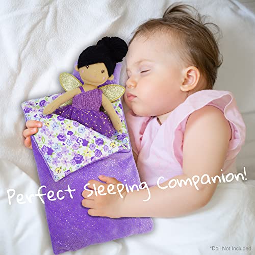June Garden Cozy Dream Reversible Doll Sleeping Bag with Pillow for 14-Inch Dolls