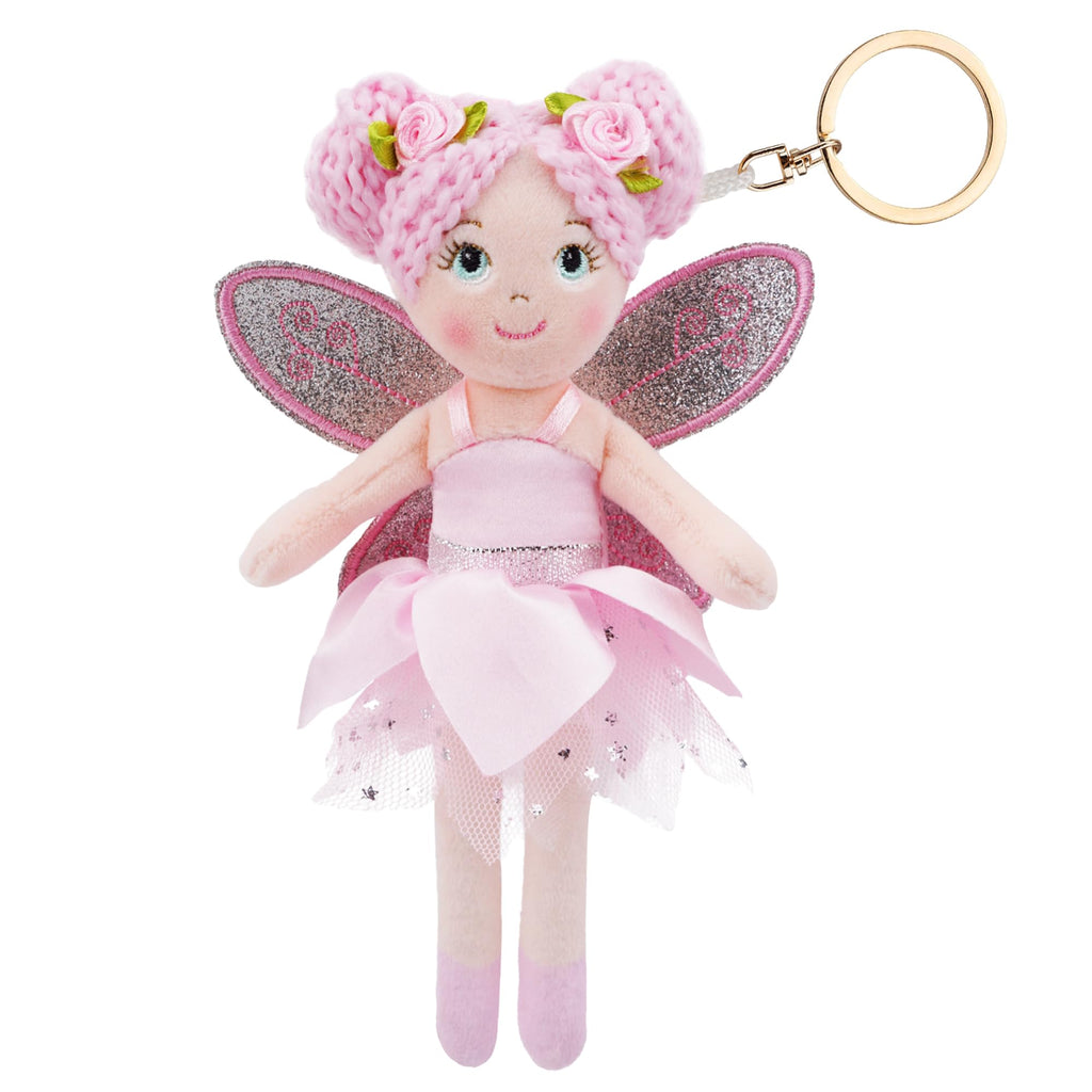 June Garden Elara Fairy Keychain Plush – Pink Tulle Dress & Glitter Wings
