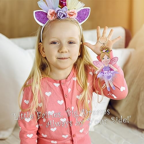 June Garden Elara Fairy Keychain Plush – Pink Tulle Dress & Glitter Wings