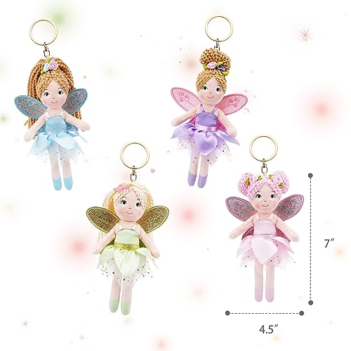 June Garden Elara Fairy Keychain Plush – Pink Tulle Dress & Glitter Wings