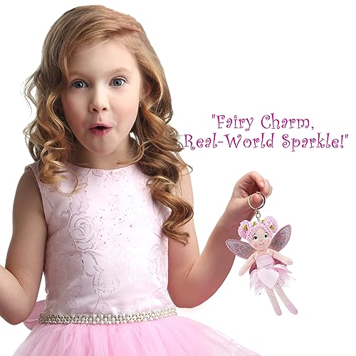 June Garden Elara Fairy Keychain Plush – Pink Tulle Dress & Glitter Wings