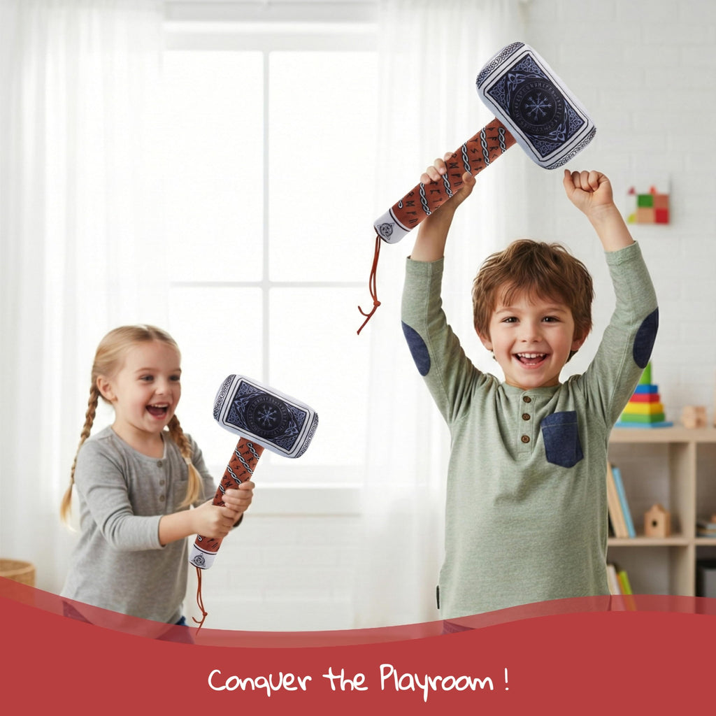 June Garden Little Vikings Soft Plush Hammer – 13” Pretend Play Toy for Kids