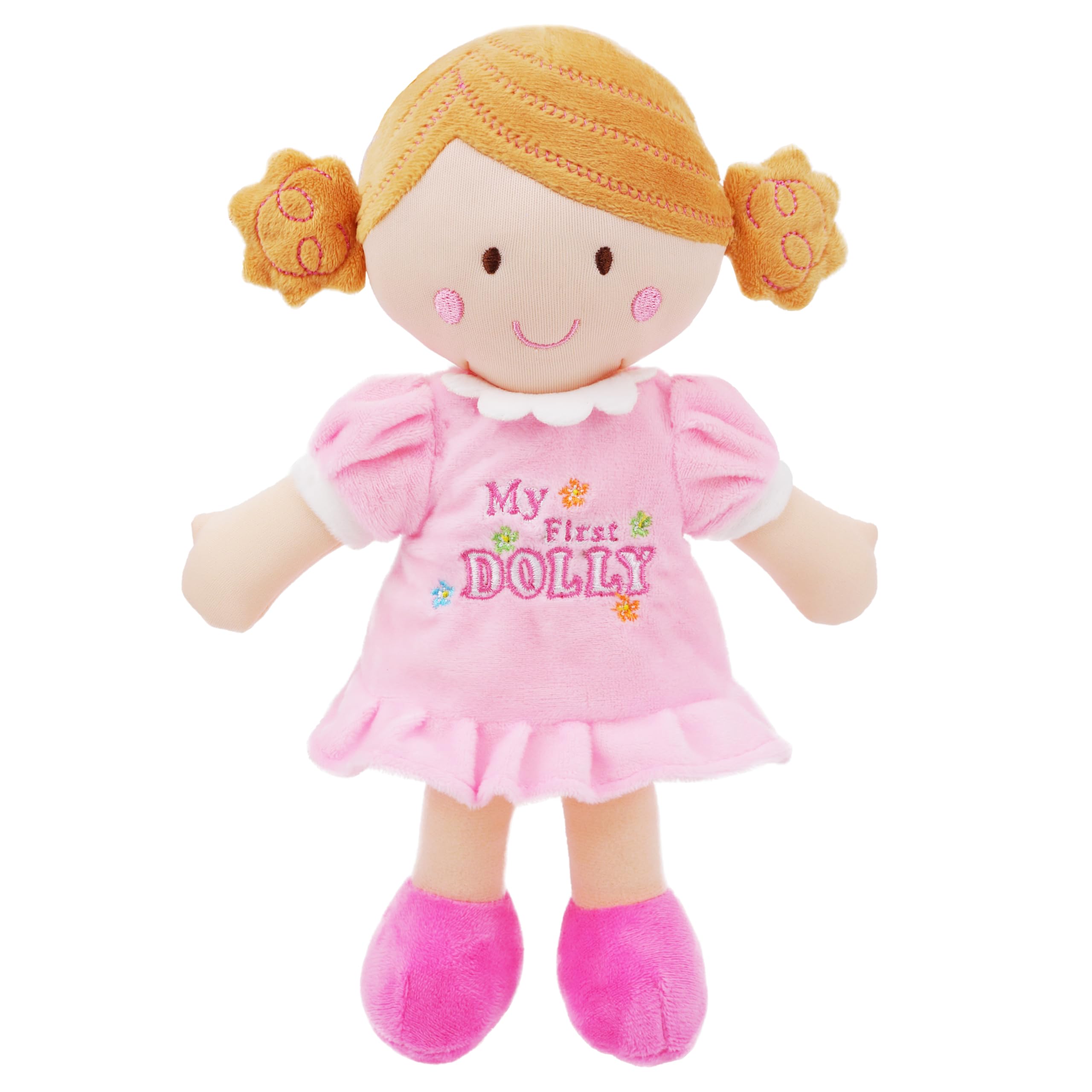 June Garden My First Doll Kaitlyn – 12-Inch Soft Plush Baby Doll with Pink Outfit