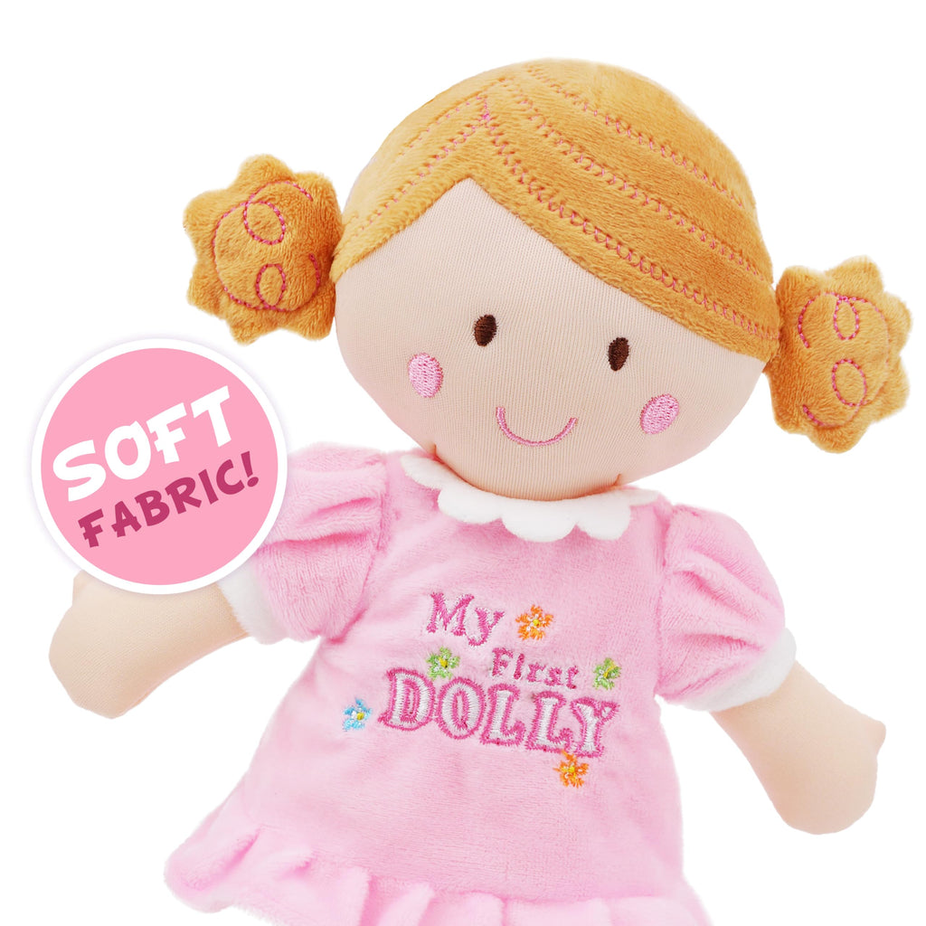 June Garden My First Doll Kaitlyn – 12-Inch Soft Plush Baby Doll with Pink Outfit
