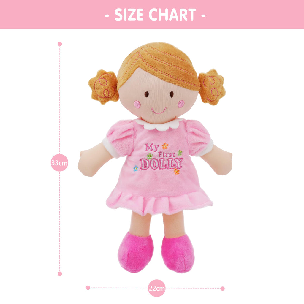 June Garden My First Doll Kaitlyn – 12-Inch Soft Plush Baby Doll with Pink Outfit