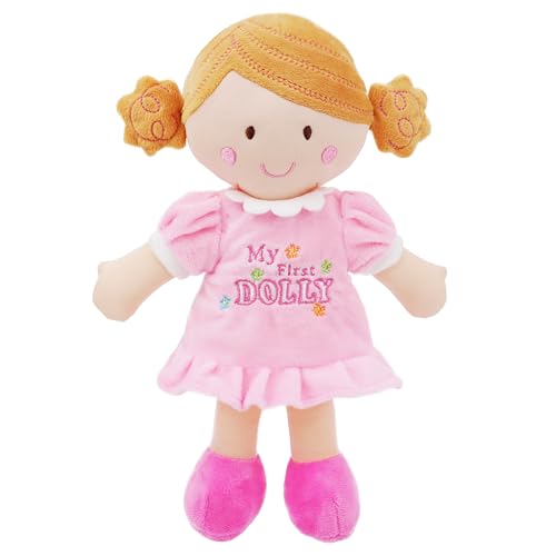 June Garden My First Doll Kaitlyn – 12-Inch Soft Plush Baby Doll with Pink Outfit