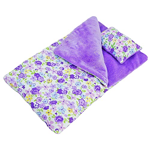 June Garden Reversible Doll Sleeping Bag with Pillow for 18-Inch Dolls
