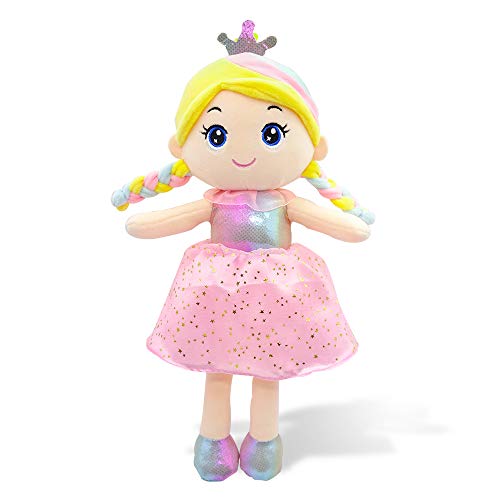 June Garden Vera Soft Baby Doll - 14 Inch Plush Princess with Gift Bag, Pink