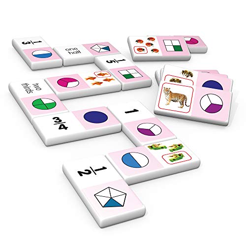Junior Learning JL485 Fraction Dominoes – 28 Piece Set with Storage Tin