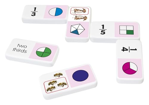 Junior Learning JL485 Fraction Dominoes – 28 Piece Set with Storage Tin