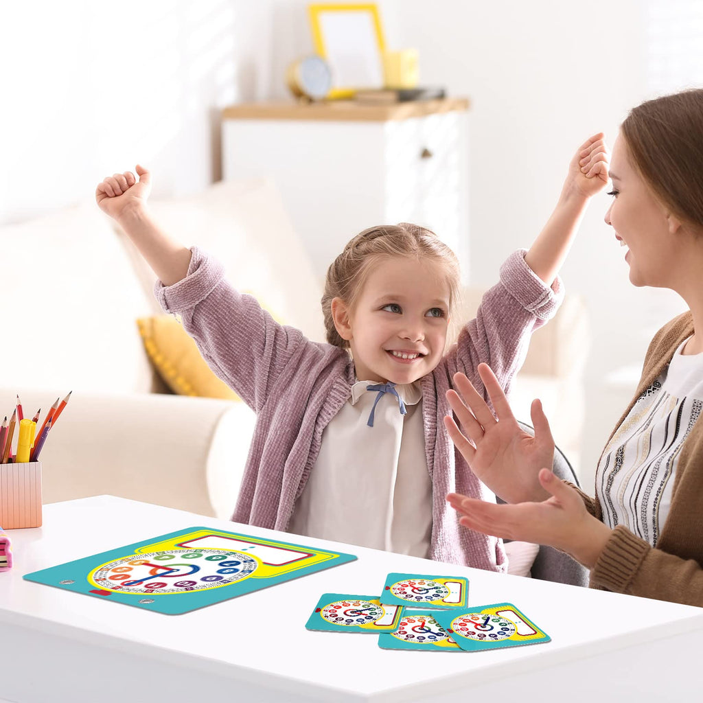 Junkin 25-Piece Teaching Clock Kit with Erasable Surface for Kids Learning Time