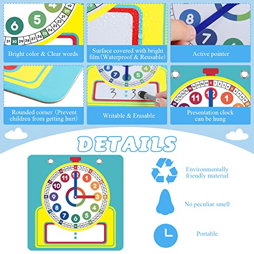 Junkin 25-Piece Teaching Clock Kit with Erasable Surface for Kids Learning Time