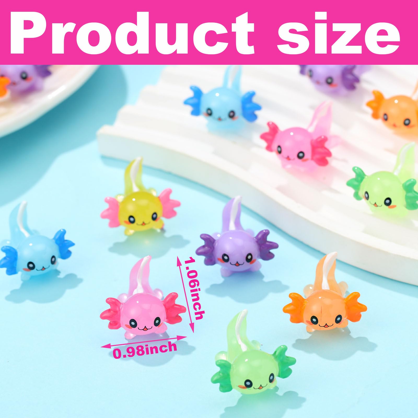 Junkin 48-Pack Mini Axolotl Resin Figurines - Tiny Cute Animal Decor for DIY Crafts, Garden, Fairy Garden, Birthday Gifts