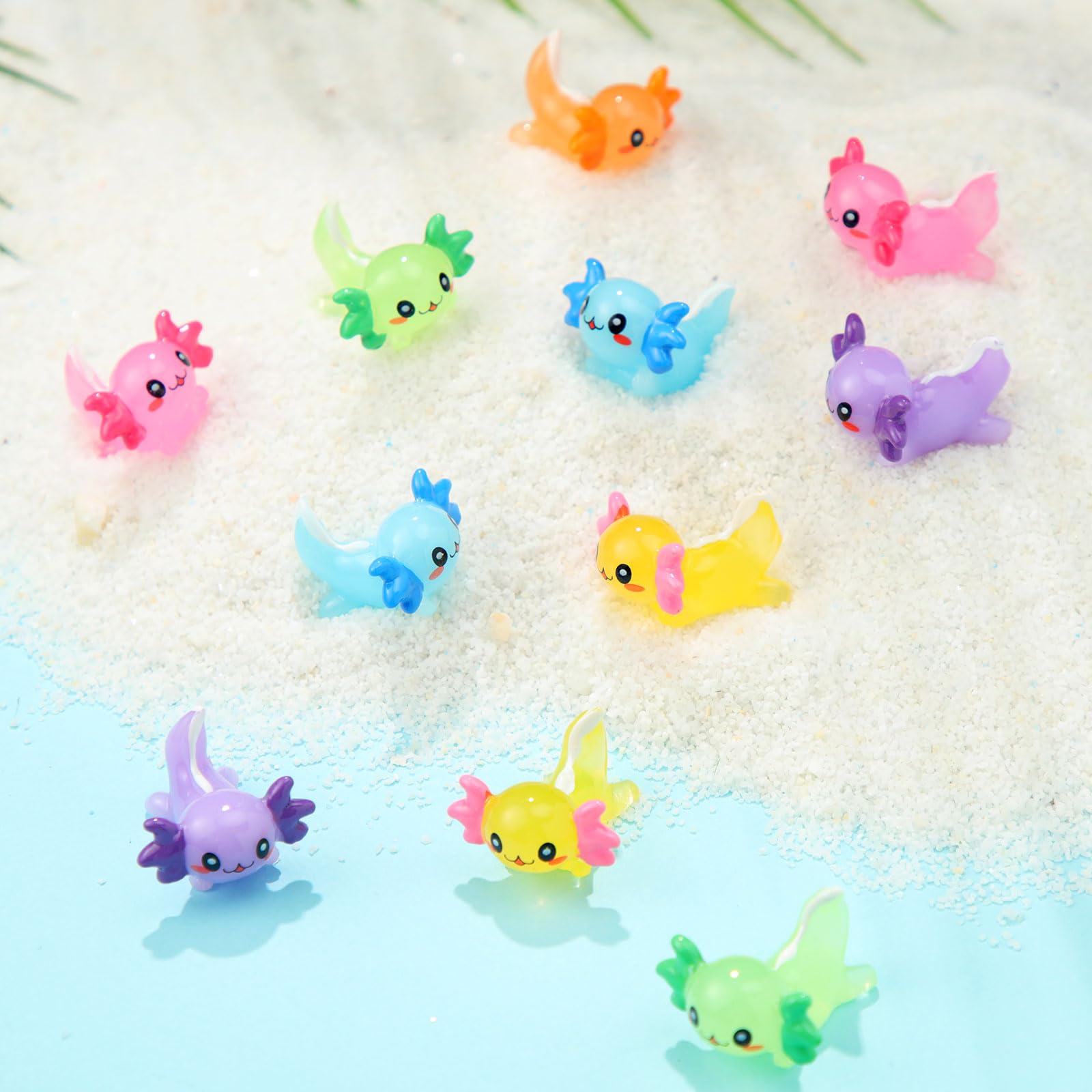 Junkin 48-Pack Mini Axolotl Resin Figurines - Tiny Cute Animal Decor for DIY Crafts, Garden, Fairy Garden, Birthday Gifts