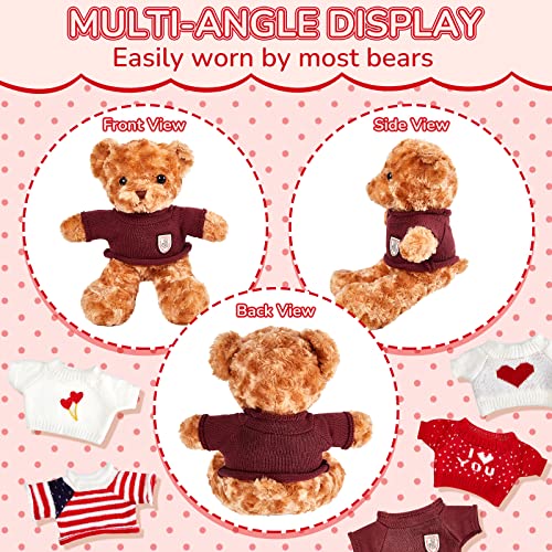 Junkin 5-Pack Bear Doll Clothes – Soft Cotton Outfits for 14–18 Inch Stuffed Animals, Red and White Heart & Stripe Designs