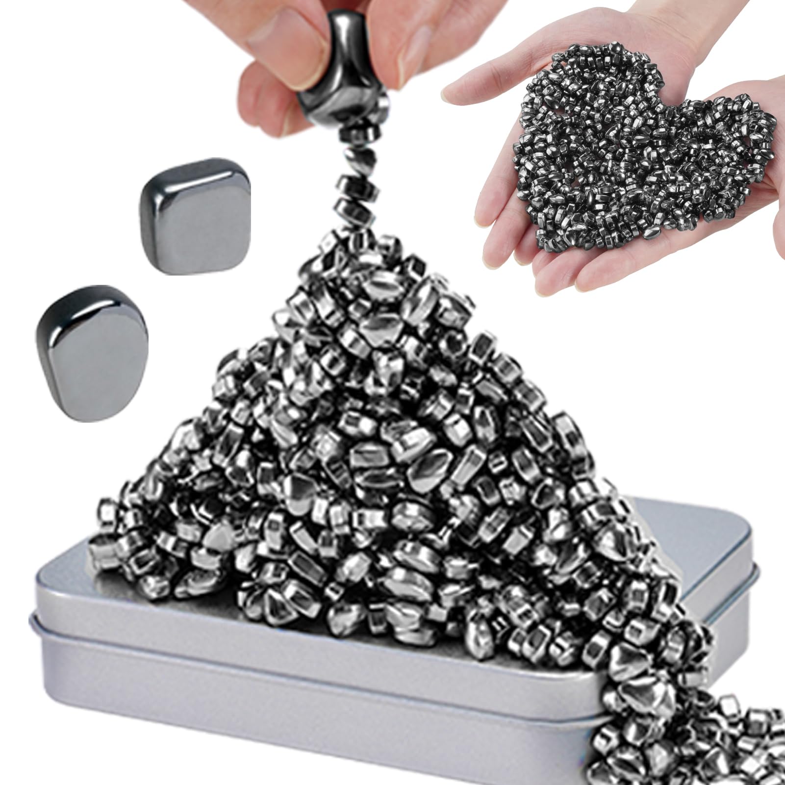 JUNYANG Magnetic Bead Set – 1000+ Mini Beads + 2 Large Balls – Stress Relief Desk Toy for Teens & Adults
