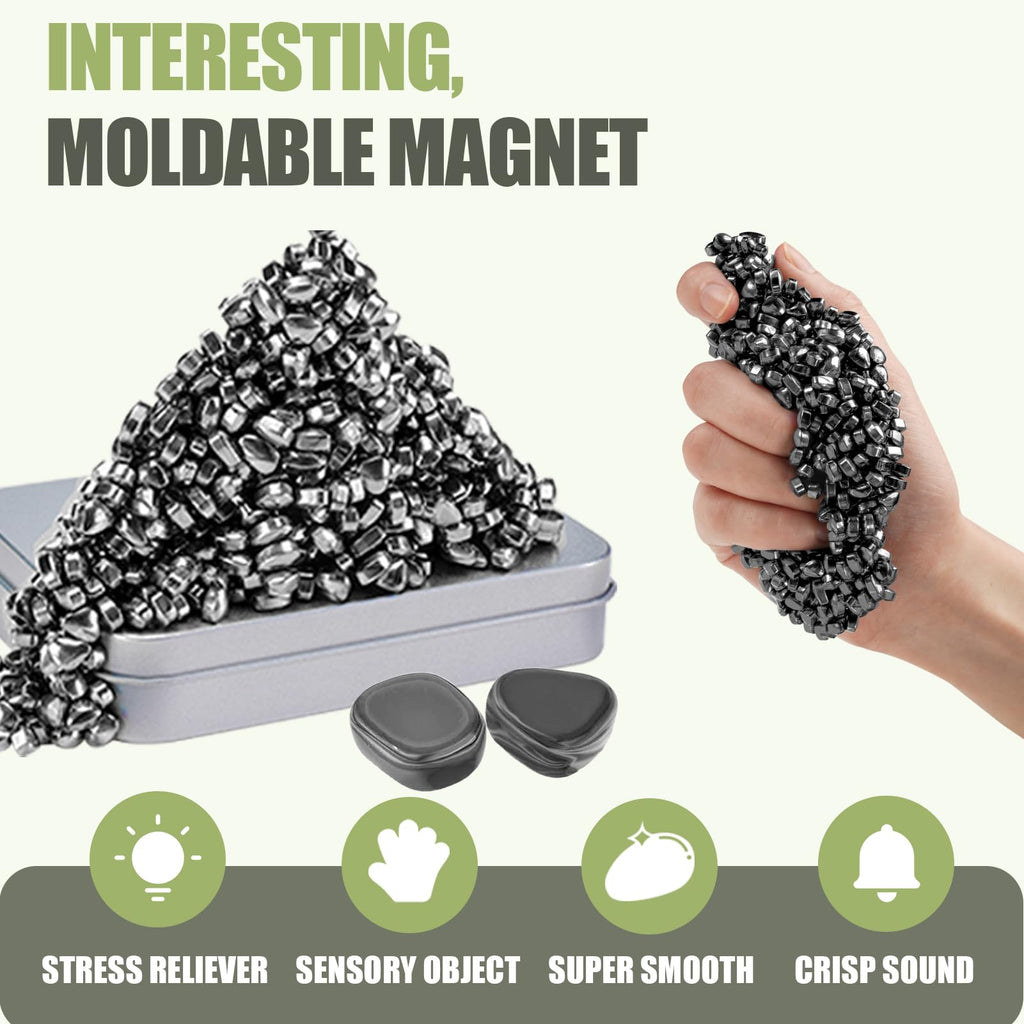 JUNYANG Magnetic Bead Set – 1000+ Mini Beads + 2 Large Balls – Stress Relief Desk Toy for Teens & Adults
