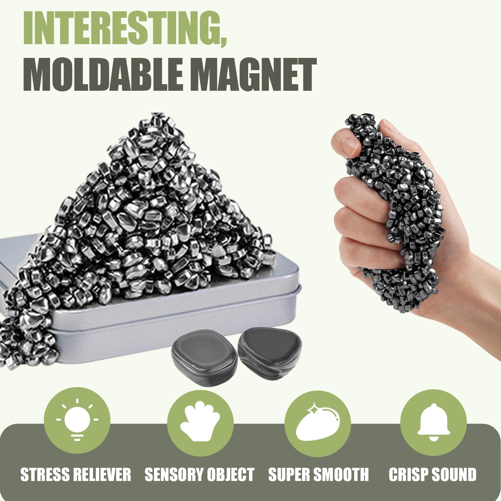 JUNYANG Magnetic Bead Set – 1000+ Mini Beads + 2 Large Balls – Stress Relief Desk Toy for Teens & Adults