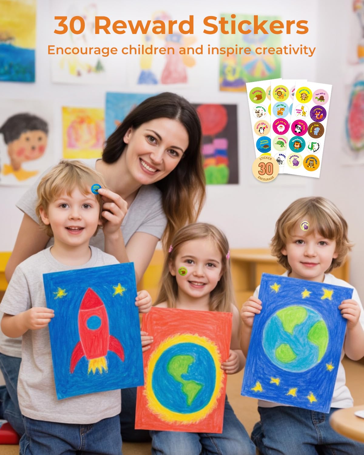JUPITEARTH 12-Color Twist Crayons for Toddlers - Non-Toxic, Washable, Easy-Grip Rocket Crayons with Storage Bucket and 120 Coloring Pages