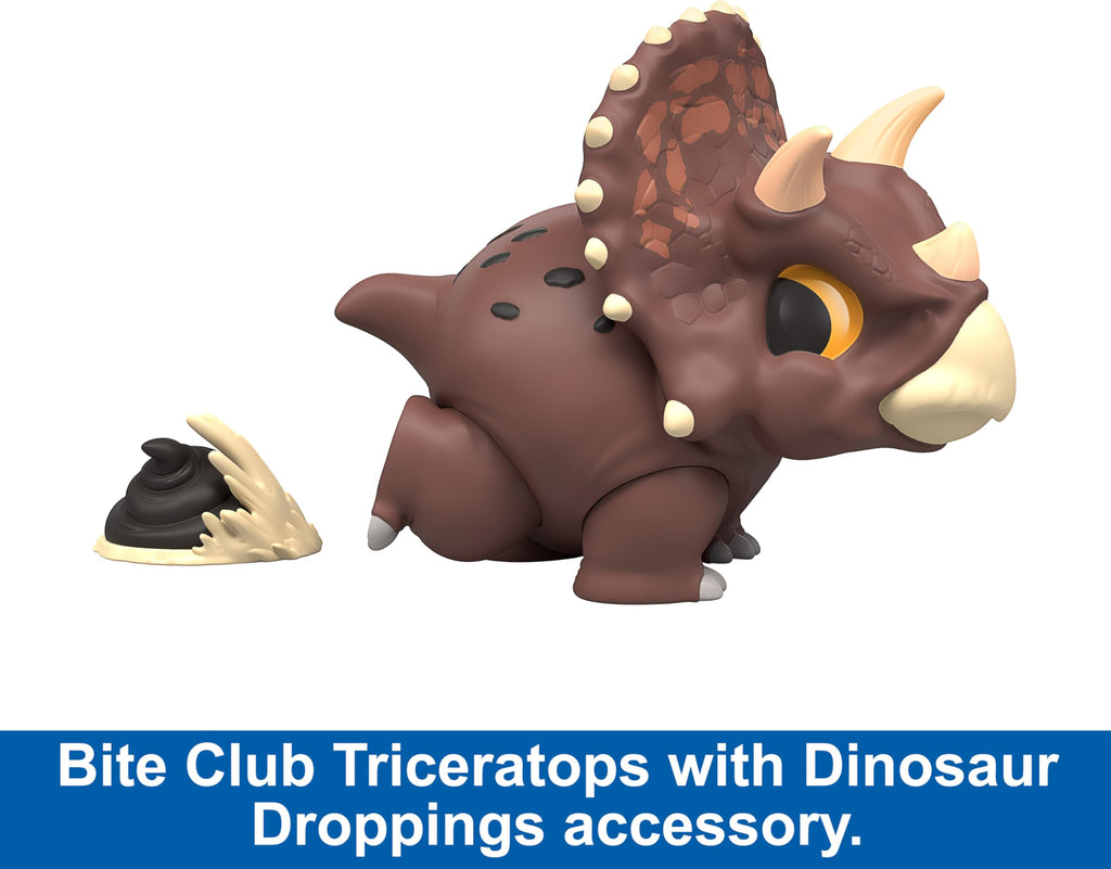 Jurassic World Bite Club Triceratops Action Figure – 4-Inch Chubby Collectible with Accessory