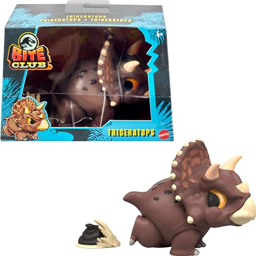Jurassic World Bite Club Triceratops Action Figure – 4-Inch Chubby Collectible with Accessory