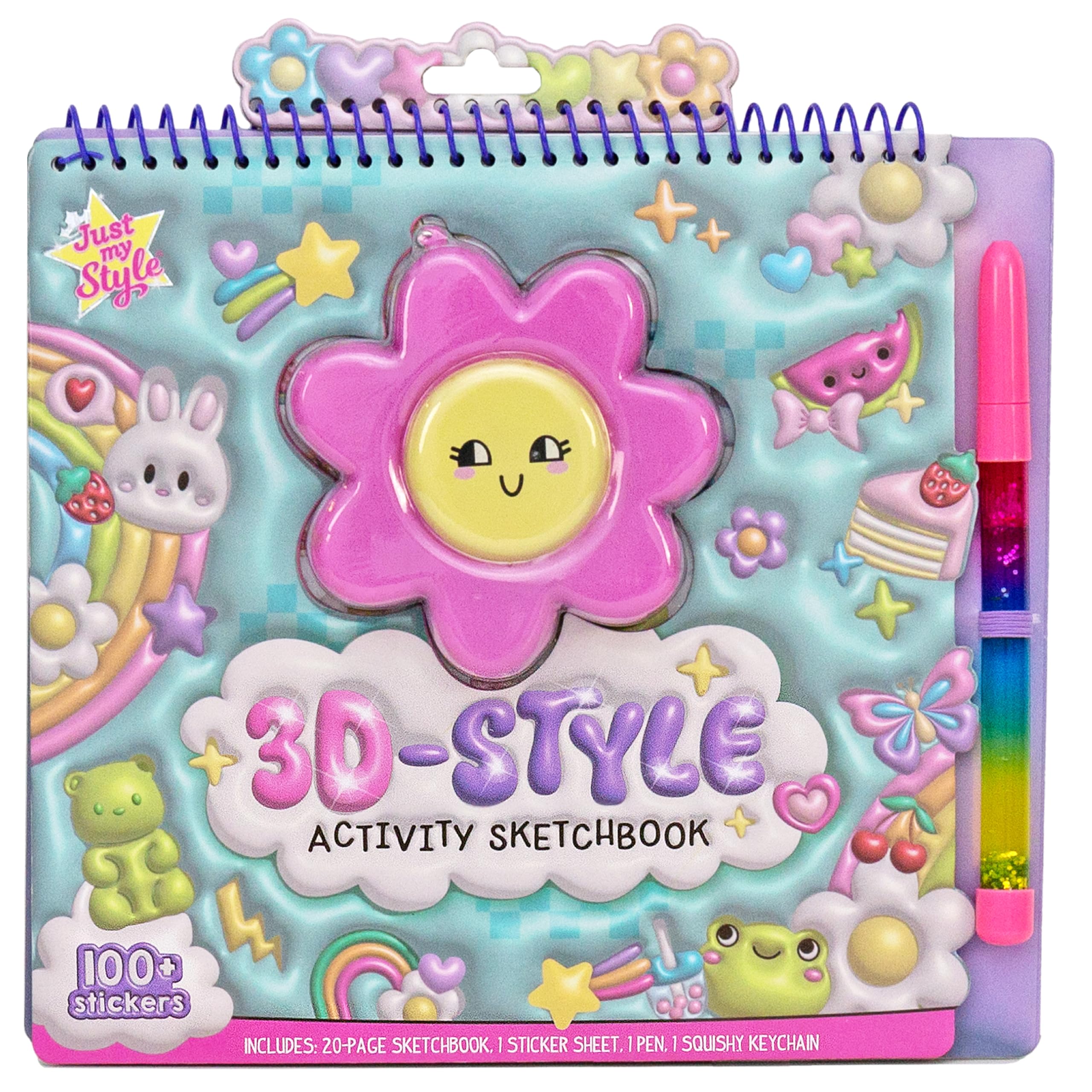 Just My Style 3D Activity Book for Kids – 30 Pages, Squishy Cover, Glitter Pen & Stickers