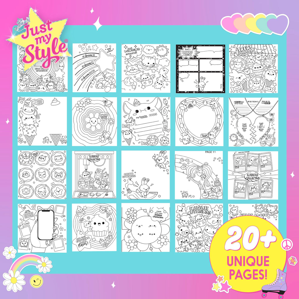 Just My Style 3D Activity Book for Kids – 30 Pages, Squishy Cover, Glitter Pen & Stickers